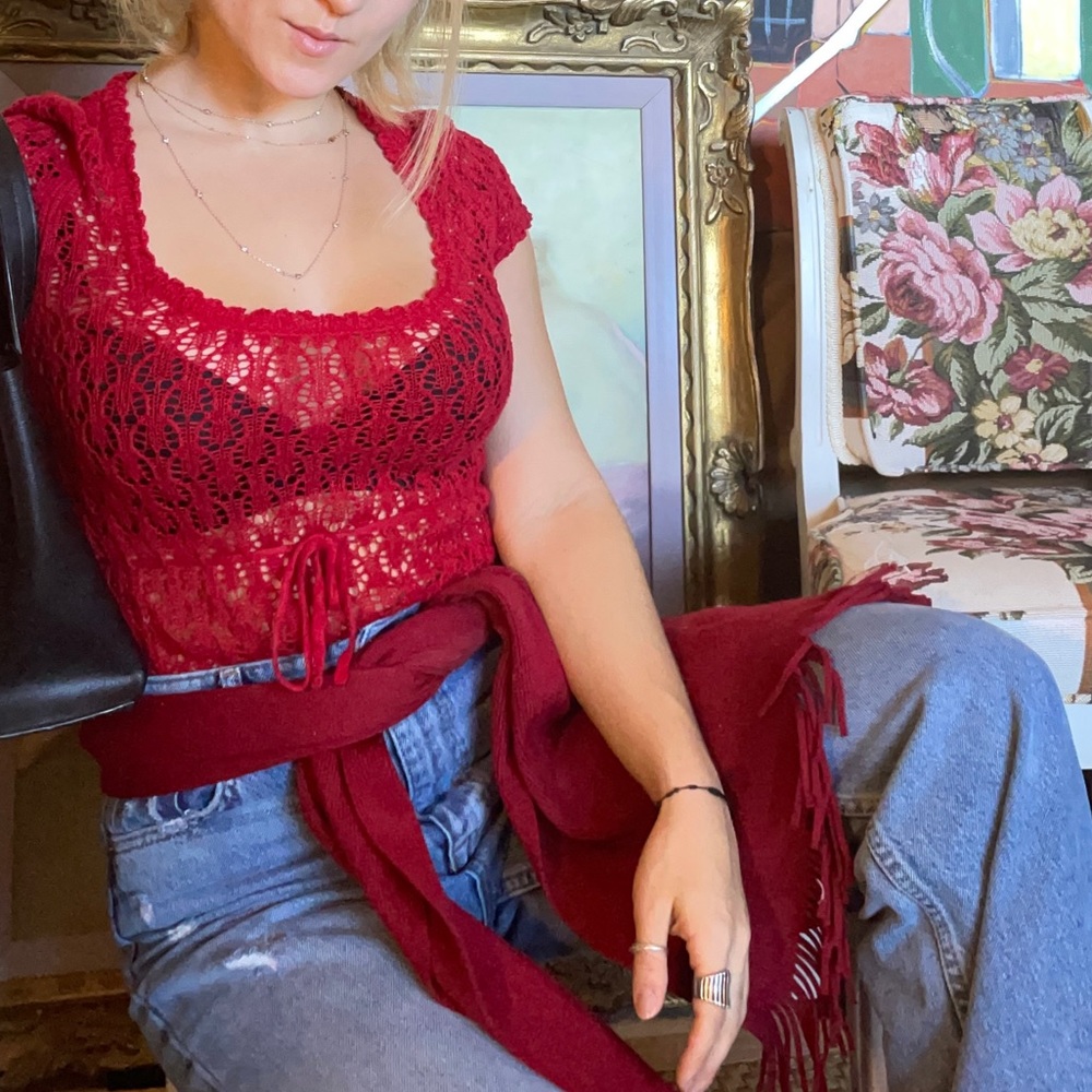 Reformation Red Crochet/Knit Top